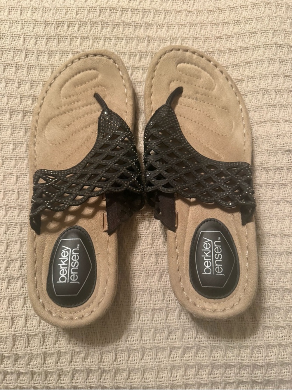 Berkley Jensen Black Woven Thong Sandals